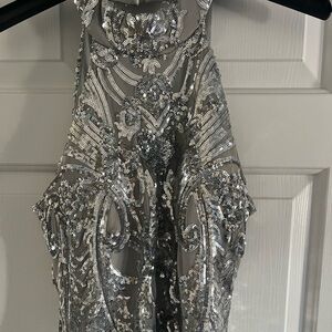 B. Darlin light blue sparkly dress size 11/12 with cups worn once